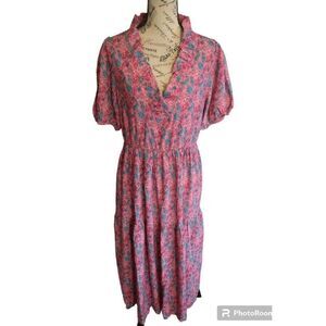 Simply southern maxi puff sleeve dress md Pink boho peasant Cottagecore